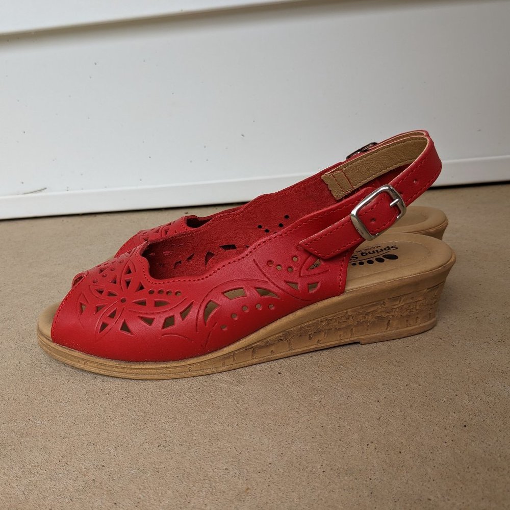 NEVER WORN Spring Step Orella Wedges in Red 🌈